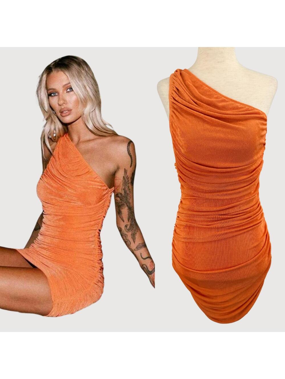 Lioness Goddess One Shoulder Ruched Mini Dress XS